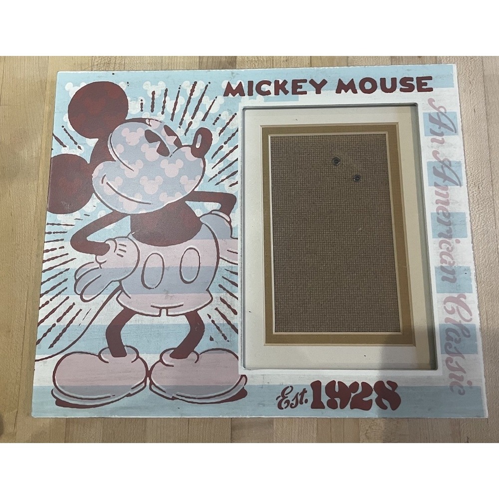 Disney Parks Mickey Mouse Picture Frame Vintage Wood 4x6 5x7 American Classic